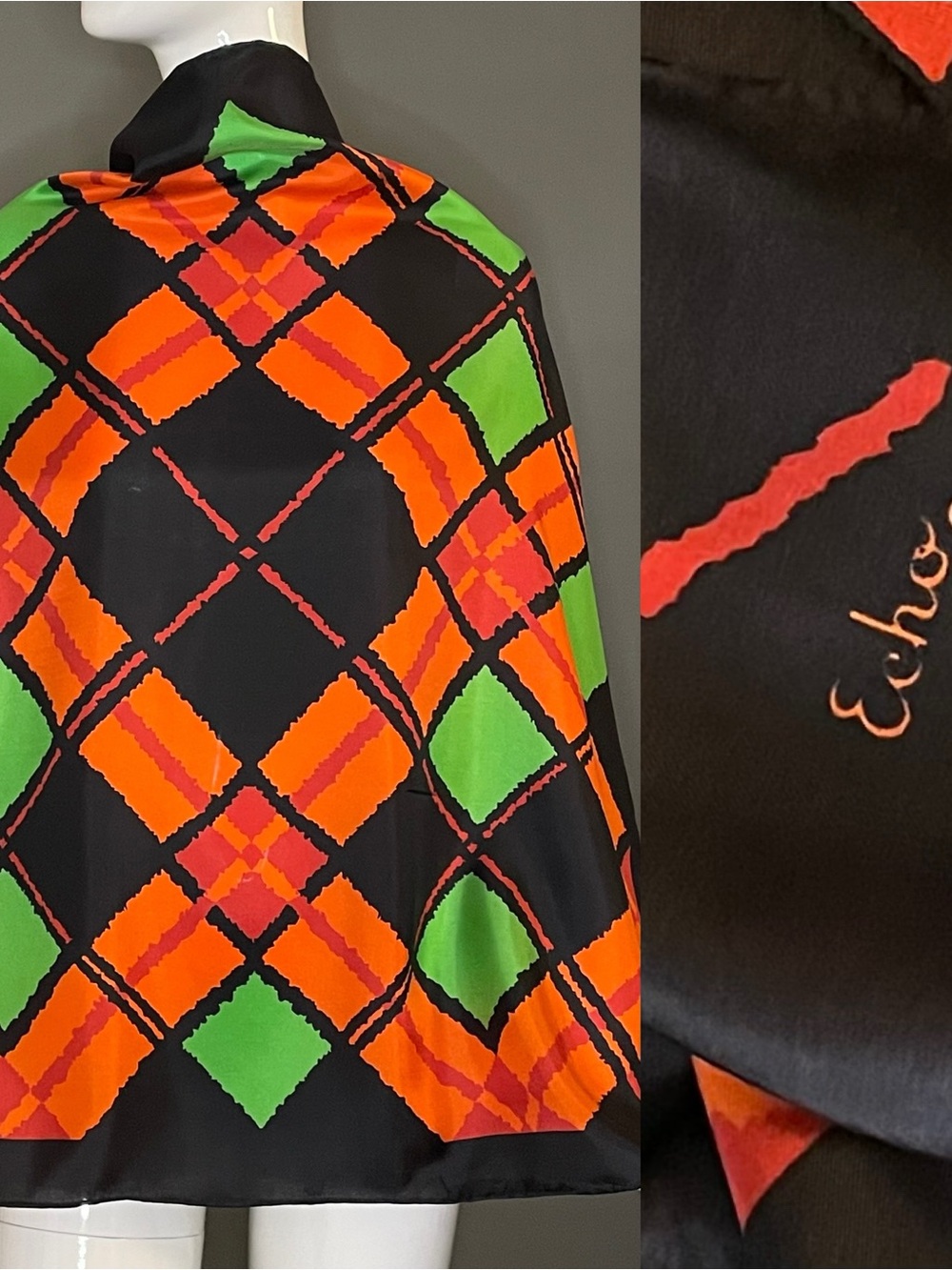 Gorg Vintage Echo Silk Scarf Bold Print Large 31 In Excellent Condition